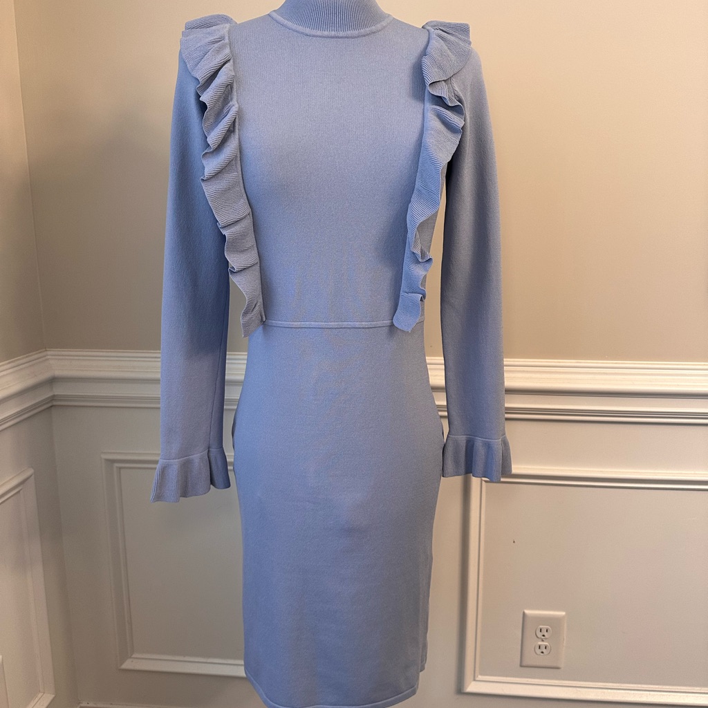 Ali & Jay Light Blue Ruffle Long Sleeve Dress